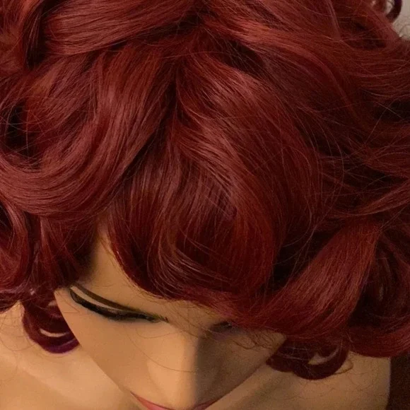 Pincurled Wig w/bangs - RED - Picture 10 of 12